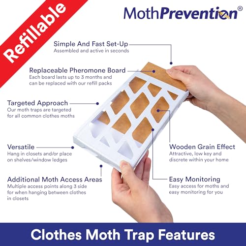MothPrevention Powerful Moth Traps for Clothes & Closets | Refillable 3-Pack | Odor-Free & Natural | Moth Pheromone Traps for House & Clothing - Image 2
