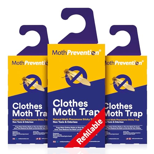 MothPrevention Powerful Moth Traps for Clothes & Closets | Refillable 3-Pack | Odor-Free & Natural | Moth Pheromone Traps for House & Clothing - Image 1
