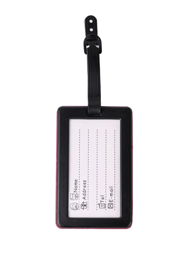 Cuisine Art Luggage Tag with Name ID Card, Personalized Identifier ID Labels, Flexible PVC Travel Tags, Secure Travel Luggage Labels for Baggage Identity, Suitcase Tag  – Design, Maroon