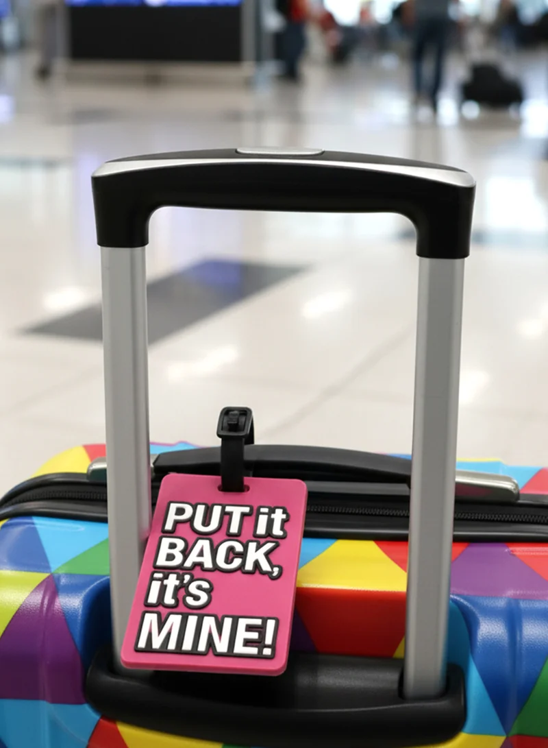 Cuisine Art Luggage Tag with Name ID Card, Personalized Identifier ID Labels, Flexible PVC Travel Tags, Secure Travel Luggage Labels for Baggage Identity, Suitcase Tag  – "PUT IT BACK, It's Mine!" Design, Maroon