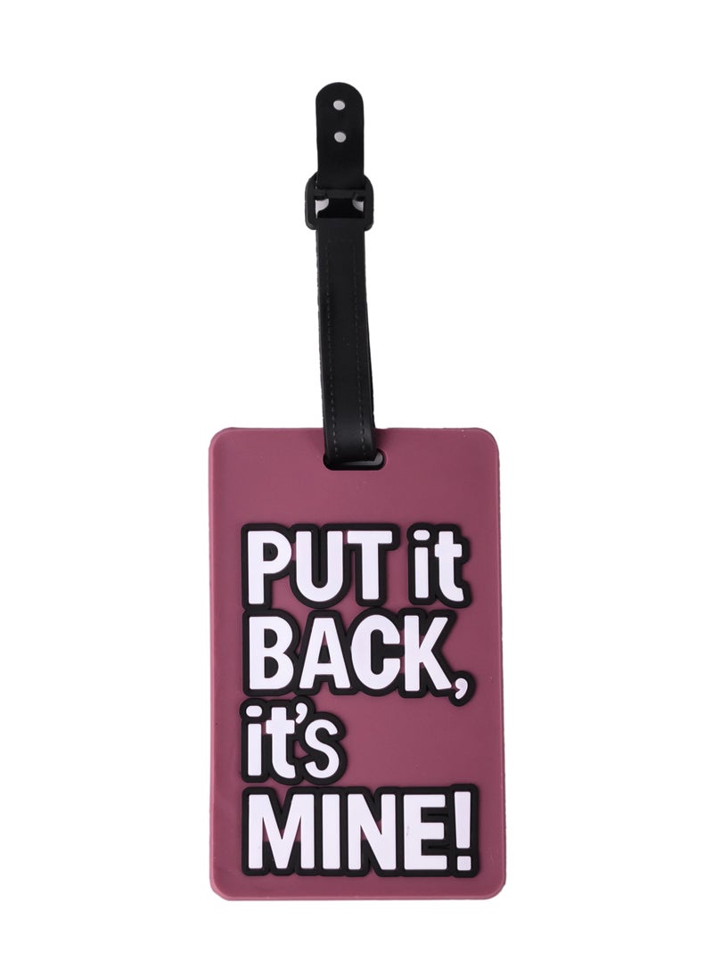 Cuisine Art Luggage Tag with Name ID Card, Personalized Identifier ID Labels, Flexible PVC Travel Tags, Secure Travel Luggage Labels for Baggage Identity, Suitcase Tag  – "PUT IT BACK, It's Mine!" Design, Maroon  - Image 1