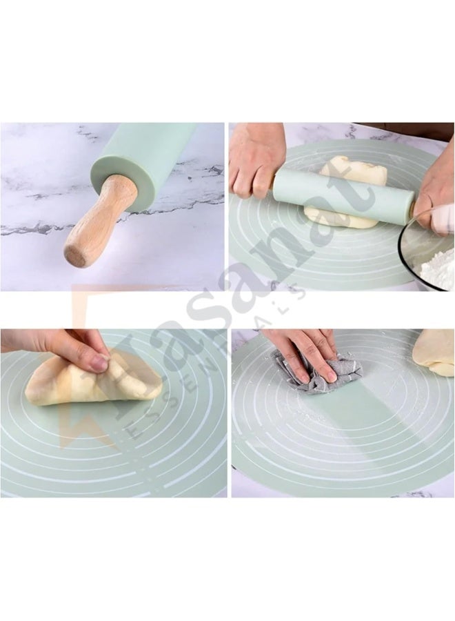 HASANAT ESSENTIALS مجموعة حصائر العجين و دبوس العجين من السيليكون الغذائي غير اللاصق وغير المنزلق من هسنت - Image 5