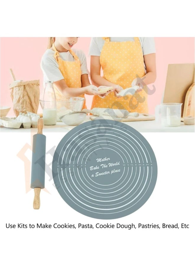 HASANAT ESSENTIALS مجموعة حصائر العجين و دبوس العجين من السيليكون الغذائي غير اللاصق وغير المنزلق من هسنت - Image 4