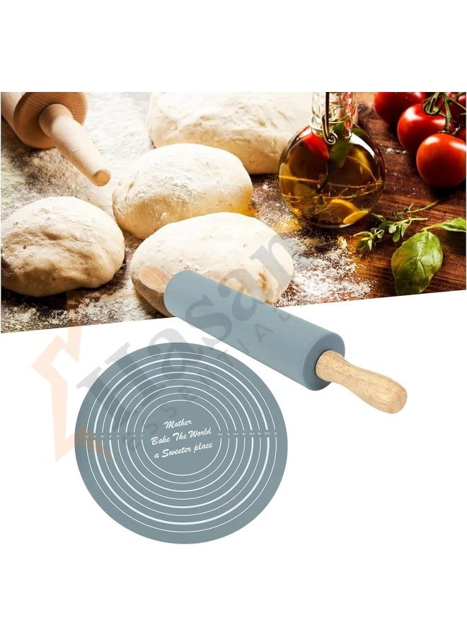 HASANAT ESSENTIALS مجموعة حصائر العجين و دبوس العجين من السيليكون الغذائي غير اللاصق وغير المنزلق من هسنت - Image 3