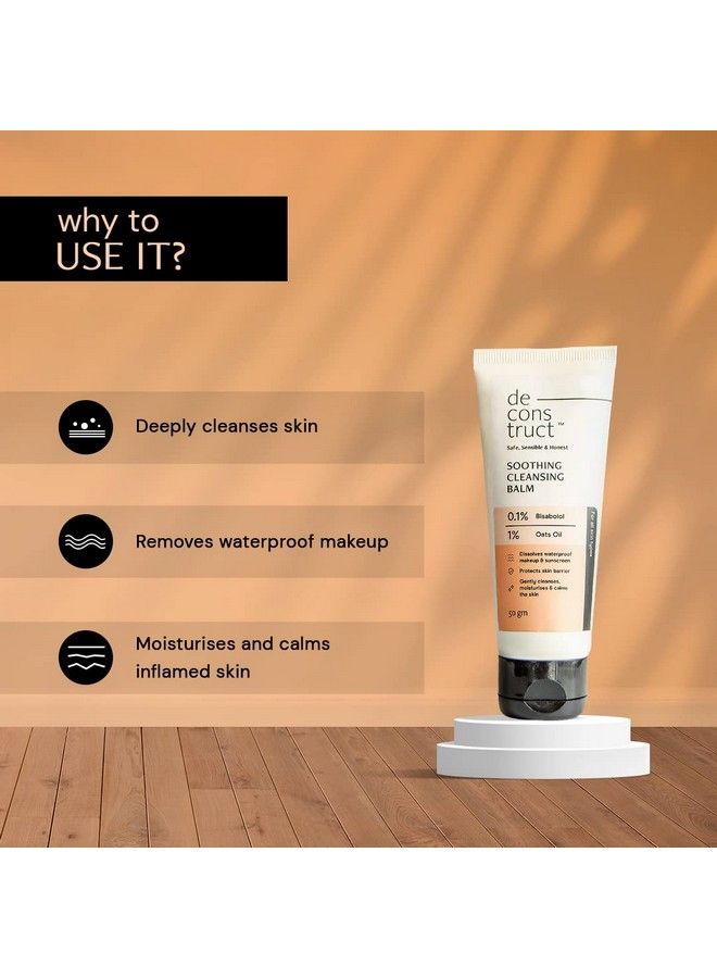 Deconstruct بلسم تنظيف المكياج المهدئ؛ يحتوي على 0.1% بيسابولول و1% زيت الشوفان؛ مزيل مكياج لطيف؛ للبشرة المعرضة لحب الشباب، البشرة العادية والجافة والمختلطة؛ تركيبة تنظيف مزدوجة لطيفة وخفيفة الوزن 50 جم - Image 5