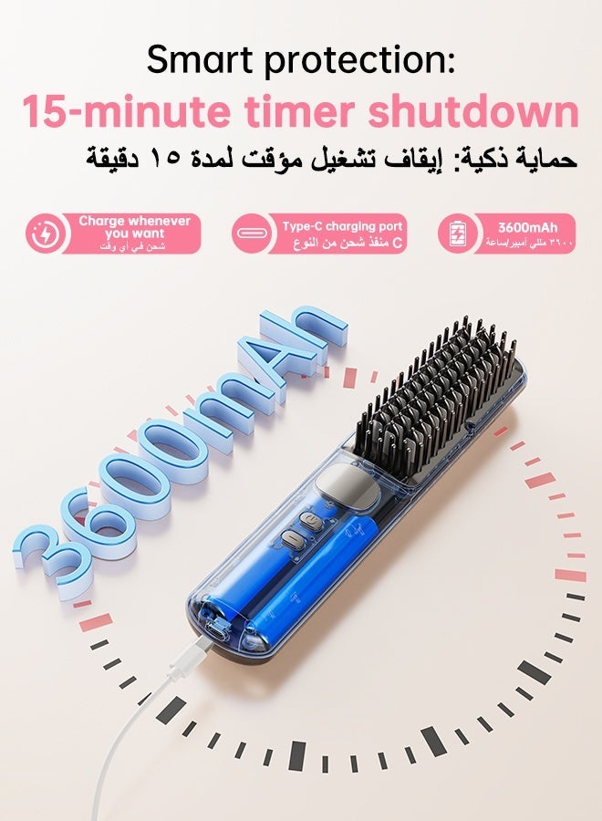  كاو فرشاة تمليس الشعر، مكواة شعر مزودة بمشط مدمج، تسخين سريع و5 إعدادات لدرجة الحرارة، ومضادة للحروق، أدوات تصفيف الشعر، تقلل وقت التصفيف - Image 3