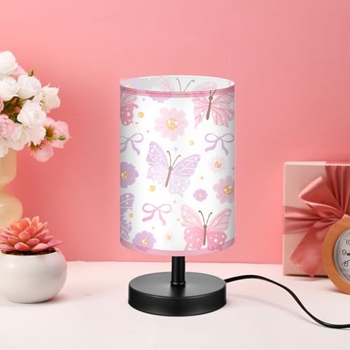 Glooglitter Butterfly Table Lamp 3 Colors Dimmable Lights Butterfly Room Bedroom Decor 9.72 x 5.12 Inch Pink Night Light Bedside Lamps Decoration for Bedroom Desk Birthday Gifts Home Decor - Image 3