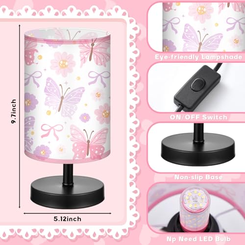 Glooglitter Butterfly Table Lamp 3 Colors Dimmable Lights Butterfly Room Bedroom Decor 9.72 x 5.12 Inch Pink Night Light Bedside Lamps Decoration for Bedroom Desk Birthday Gifts Home Decor - Image 2