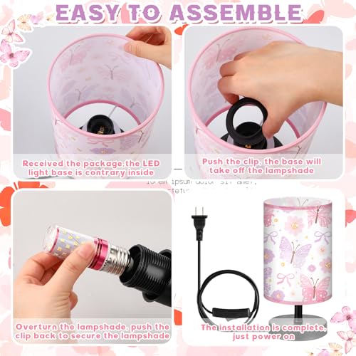 Glooglitter Butterfly Table Lamp 3 Colors Dimmable Lights Butterfly Room Bedroom Decor 9.72 x 5.12 Inch Pink Night Light Bedside Lamps Decoration for Bedroom Desk Birthday Gifts Home Decor - Image 5