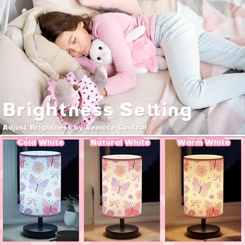 Glooglitter Butterfly Table Lamp 3 Colors Dimmable Lights Butterfly Room Bedroom Decor 9.72 x 5.12 Inch Pink Night Light Bedside Lamps Decoration for Bedroom Desk Birthday Gifts Home Decor - Image 4