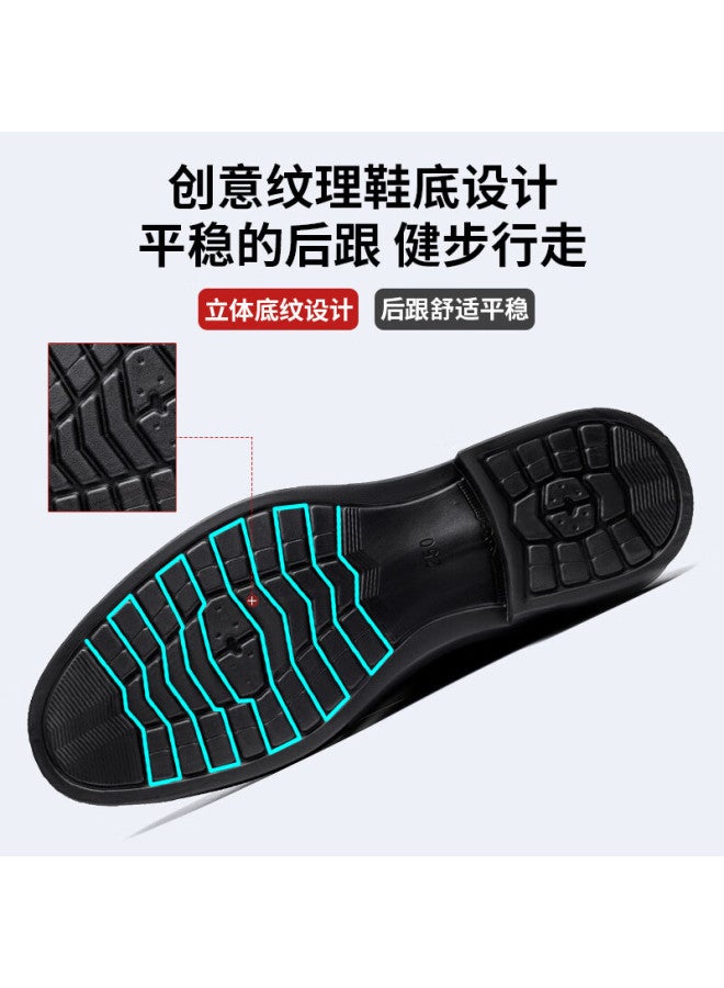 Laorentou 2025 New Top-grain Leather Breathable Non-slip Slip-on Business Casual Leather Shoes For Middle-aged Men, La215 Black Size 43