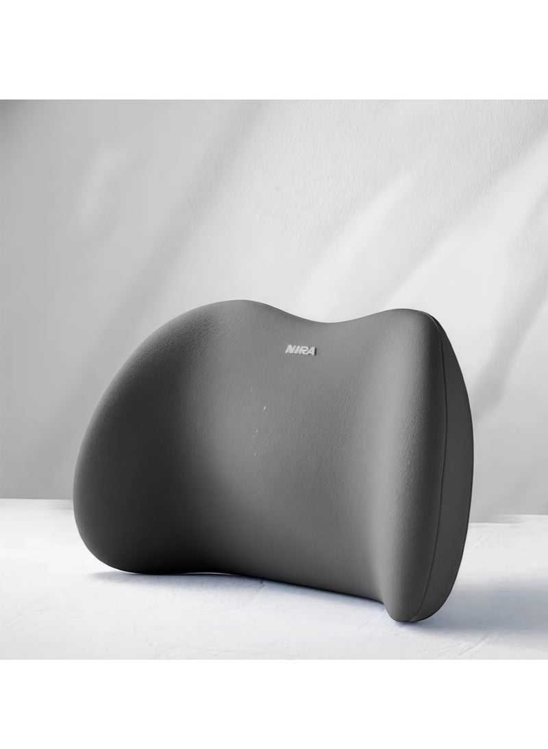 Nira Car Backrest Cushion Lumbar Support Memory Foam Ergonomic Back Support Cushion Office Chair Car Seat Pain Relief Four Seasons Breathable (Gray) - Image 1