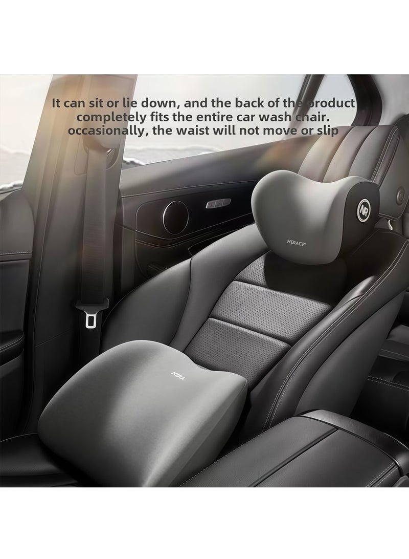 Nira Car Backrest Cushion Lumbar Support Memory Foam Ergonomic Back Support Cushion Office Chair Car Seat Pain Relief Four Seasons Breathable (Gray) - Image 5