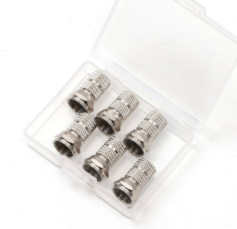 PENTA ANGEL RG6 FType TwistOn Coaxial Cable Connector Adapter Plug 6PCS Silver