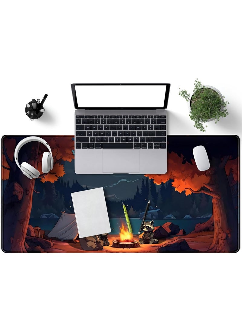 Cute Forest Desk Mat Large Mouse Pad Big Lofi Camping Outdoors Desk Pad Gaming Mousepad Large Cartoon Anime Nature Aesthetic Extended Computer Laptop Keyboard Mouse Mat 70x30 CM Desk Mat - Image 2