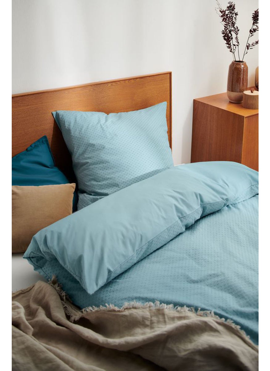 Tchibo Premium Cotton Textured Duvet Set 80 x 80 cm, Teal Green  - Image 1