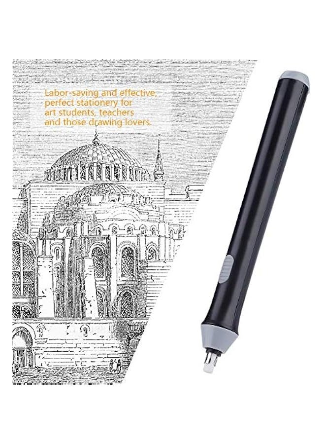 ممحاة قلم كهربائية أوتوماتيكية، ممحاة كهربائية قابلة للشحن للرسم، ممحاة فنان قابلة للشحن للتخطيط، الرسم، الرسم التخطيطي، أداة تفاصيل (أسود) - Image 2
