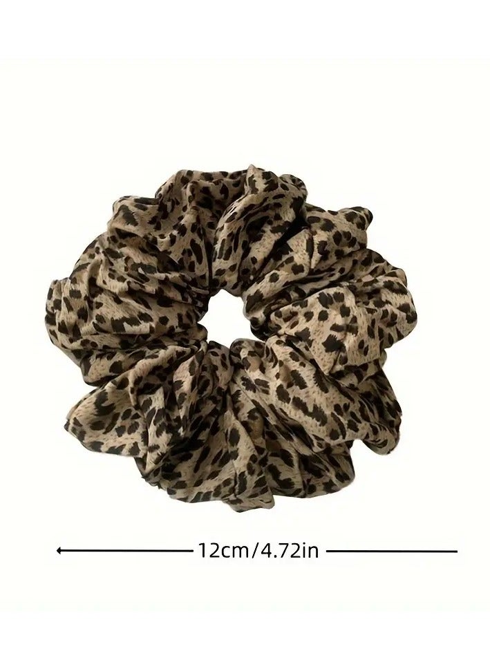 Rozino 2pcs Elegant Leopard Print Scrunchies - Vintage Style Hair Ties for Women & Girls, Perfect for Ponytails & Updos - Image 4