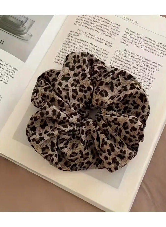 Rozino 2pcs Elegant Leopard Print Scrunchies - Vintage Style Hair Ties for Women & Girls, Perfect for Ponytails & Updos - Image 5