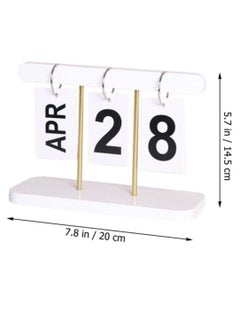 Generic Wooden Flip Calendar for Desk, Wooden Perpetual Calendar With Large Display, Rustic Wooden Calendar for Office, Home, Classroom, Reusable Office Desk Decor Desk Accessories White  - Image 3
