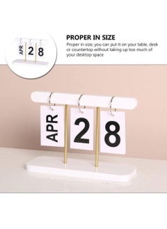 Generic Wooden Flip Calendar for Desk, Wooden Perpetual Calendar With Large Display, Rustic Wooden Calendar for Office, Home, Classroom, Reusable Office Desk Decor Desk Accessories White  - Image 4