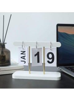 Generic Wooden Flip Calendar for Desk, Wooden Perpetual Calendar With Large Display, Rustic Wooden Calendar for Office, Home, Classroom, Reusable Office Desk Decor Desk Accessories White  - Image 5