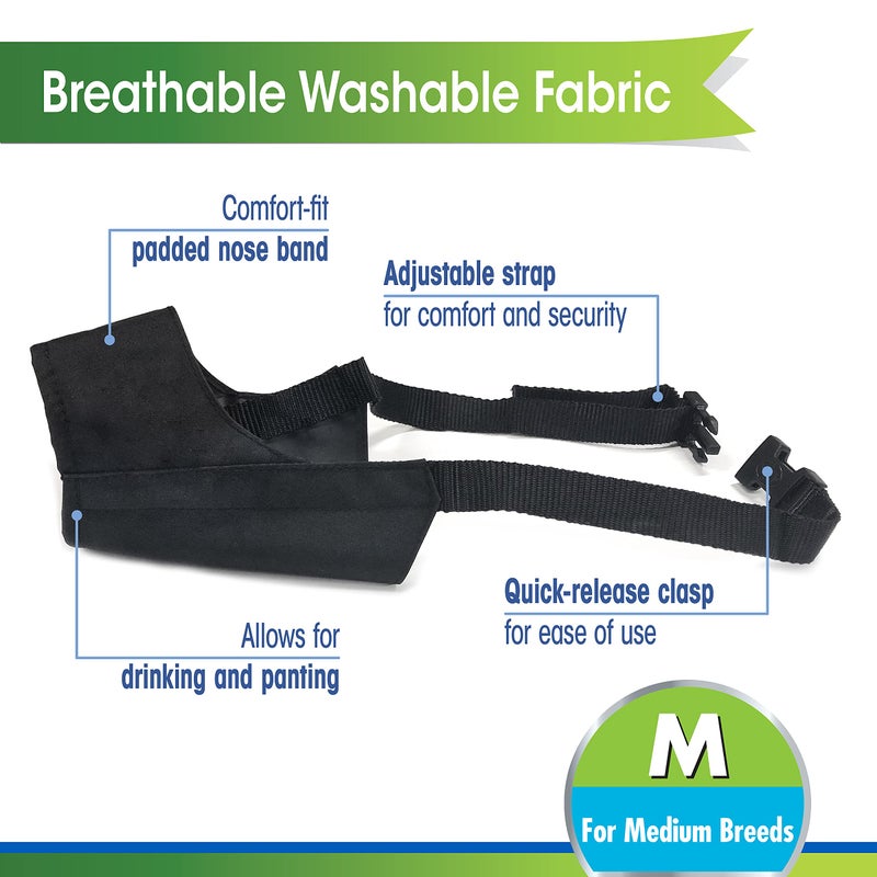 Four Paws Walk-About Quick-Fit Adjustable Dog Muzzle for Medium Dogs, Washable & Breathable, Black, 1 Count - Image 2