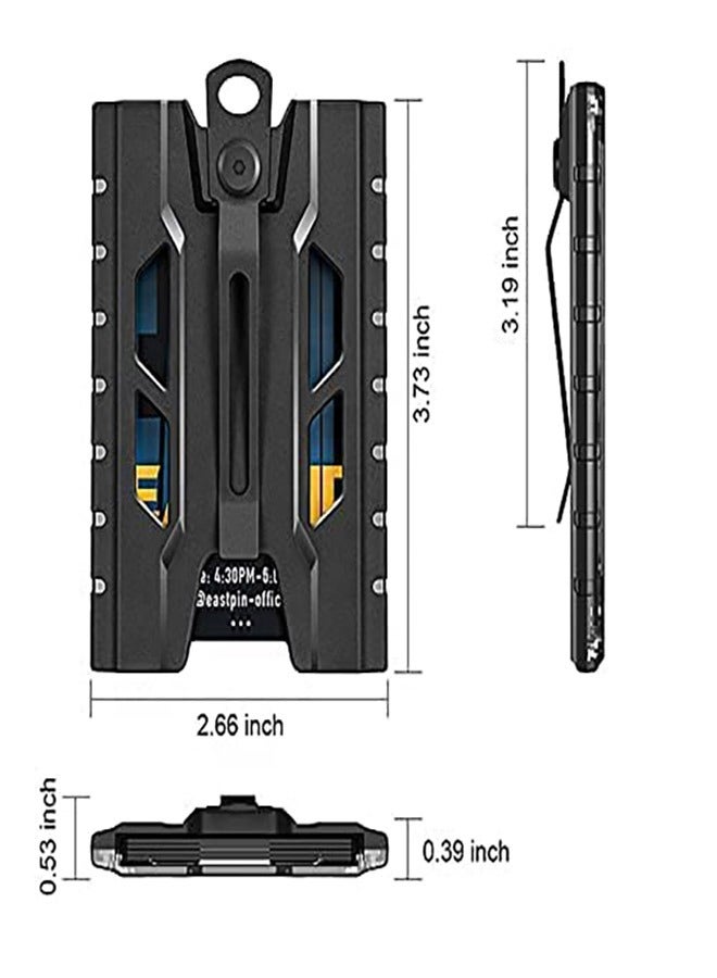 SYOSI Badge Holder Wallet, Vertical ID Card Holder with Lanyard & Metal Clip for Credit Cards, Clear ID Window, 4Cards Capacity, Built-in Elastic Clip, Black - Image 2