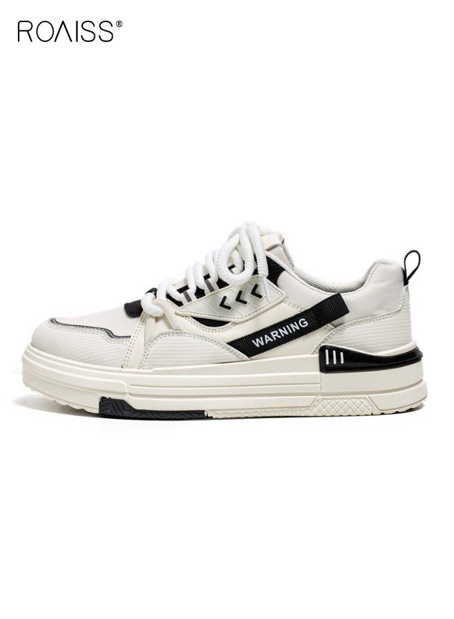 رويس حذاء رياضي رجالي مريح وجيد التهوية برباط من الأعلى، مقاوم للانزلاق والتآكل، ذو نعل سميك ومقدمة مستديرة، حذاء مسطح خارجي، حذاء رياضي كاجوال عصري من Campus باللون البيج - Image 1