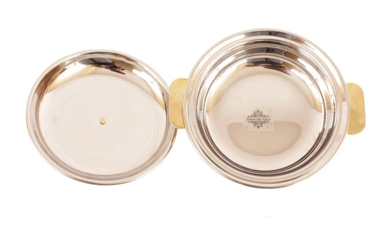 INDIAN ART VILLA Steel Copper Royal Hammered Donga with Lid 75 Inch Handmade Casserole for Serving and Storing Durable and Stylish for Home and Restaurant - Image 5