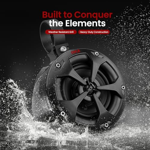 Pyle 2-Way Dual Waterproof Off-Road Speakers, 4 Inch 800 Watt Marine Grade Wakeboard Tower Speakers System, Full Range Outdoor Audio Stereo Speaker for ATV, UTV, Quad, Jeep, Boat - PLUTV41BK, Black - Image 4