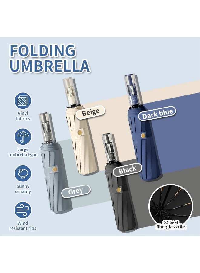 Beauenty 24-Rib Automatic Umbrella with UV50+ and Wind Resistance for Everyday Use  - Image 2