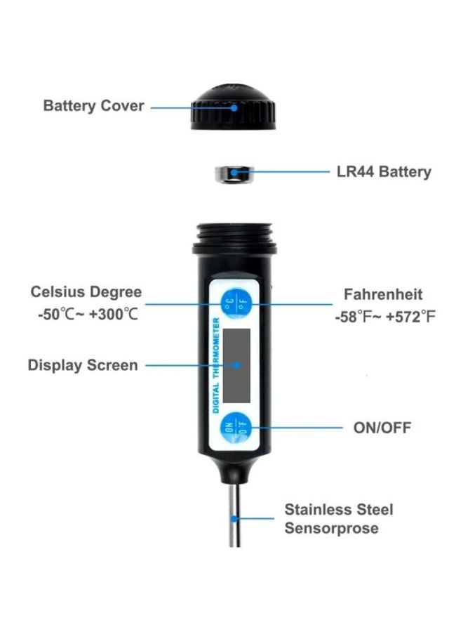إسكدنيا طقم مكون من مقياس حرارة رقمي للطعام مع أنبوب وبطارية من 3 قطع أسود - Image 2