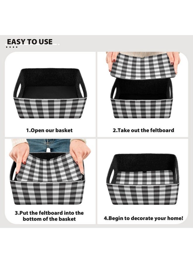 Kcldeci Black and White Plaid Storage Bins and Baskets for Organizing, Buffalo Check Plaid Sturdy Foldable Storage Baskets for Shelves, Closet, Nursery, Toy - Image 2