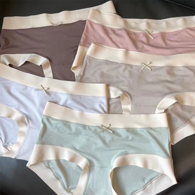 Japanese Modal Seamless Mid-Waist Panties A set of five colors and five stripes 