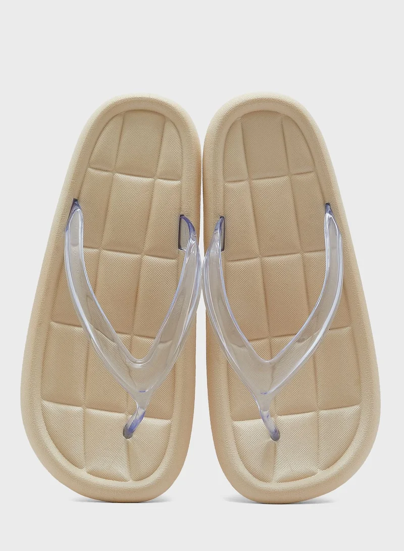 Ginger Quilted Clear Strap Toe Post Slider