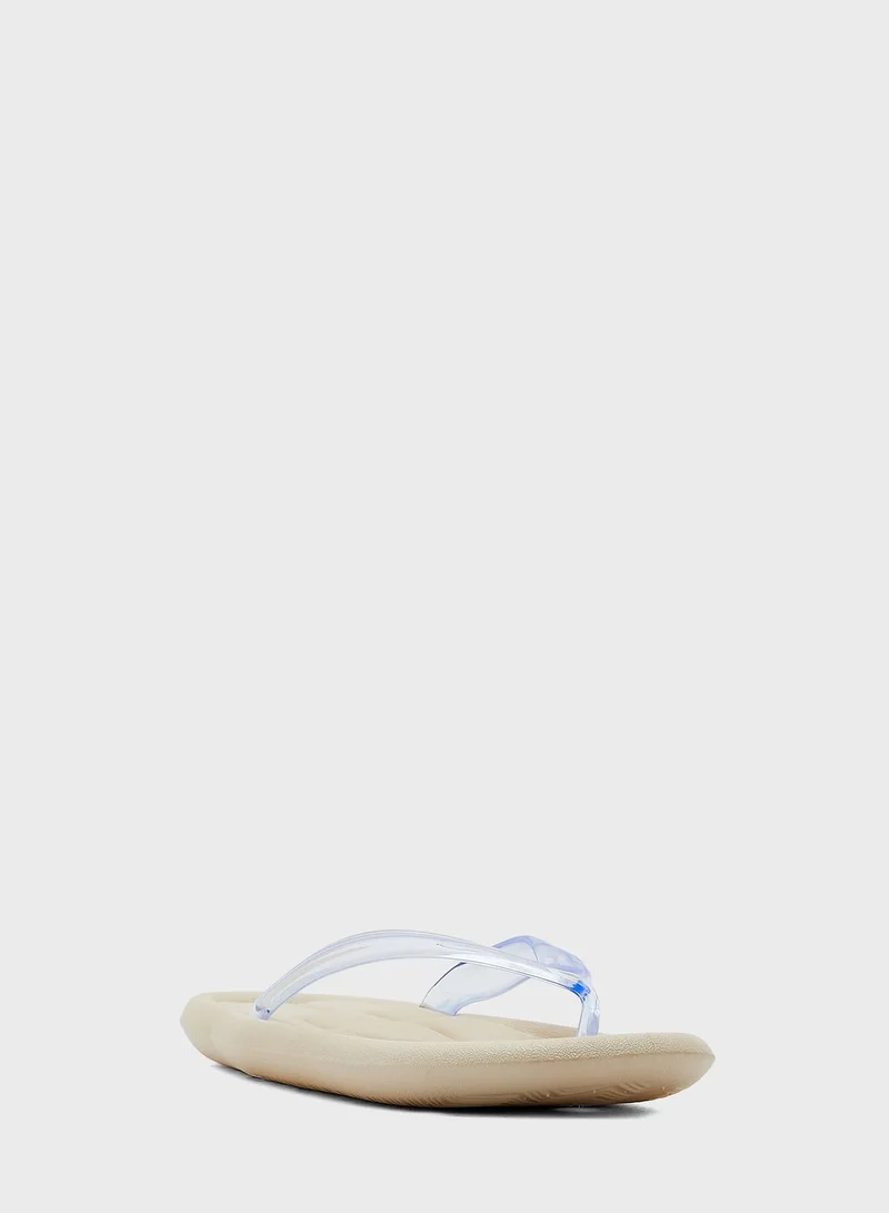 Ginger Quilted Clear Strap Toe Post Slider