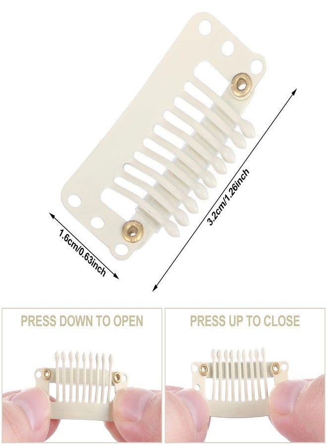 ويلبوند مجموعة مشابك شعر ويلبوند، 30 قطعة، 32 مم، 9 أسنان، لتمديد الشعر المستعار، مشابك تثبيت، مشط، إكسسوارات شعر مستعار صغيرة للنساء، يمكنكِ صنعها بنفسكِ (بيج أبيض) - Image 2
