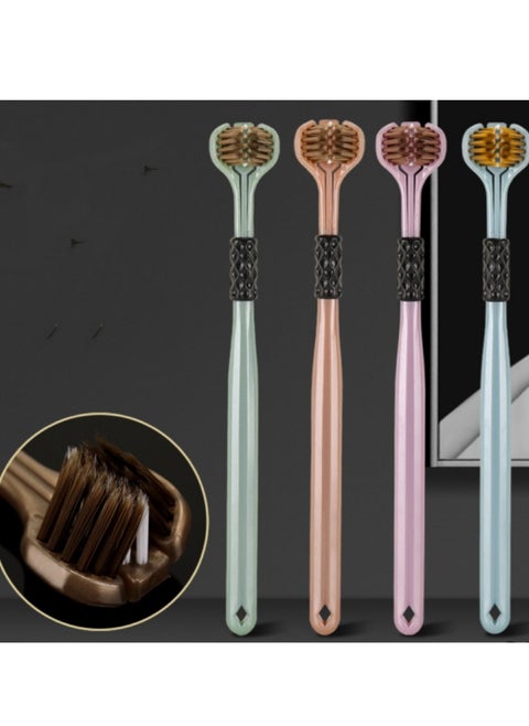 4 PCS Of 3 Sided Toothbrush Great Angle Bristles Clean Each Tooth, Soft and Gentle