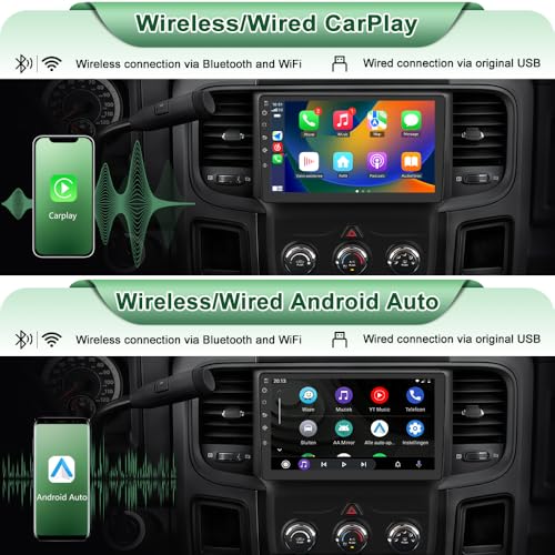 Votheon Car Radio Upgrade for Dodge Ram 1500 2500 3500 2013 2014 2015 2016 2017 2018,Android 13 2GB+32GB Head Unit for Ram,9“ Touch Screen CarPlay/Android Auto GPS WiFi,SWC,FM, AM(Only fit Manual AC) - Image 3