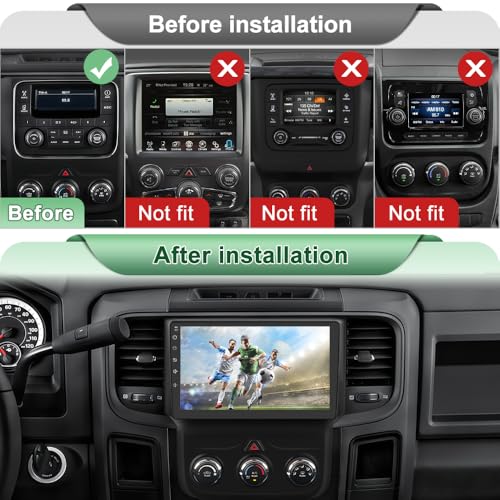 Votheon Car Radio Upgrade for Dodge Ram 1500 2500 3500 2013 2014 2015 2016 2017 2018,Android 13 2GB+32GB Head Unit for Ram,9“ Touch Screen CarPlay/Android Auto GPS WiFi,SWC,FM, AM(Only fit Manual AC) - Image 2