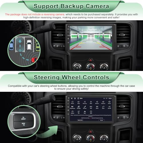 Votheon Car Radio Upgrade for Dodge Ram 1500 2500 3500 2013 2014 2015 2016 2017 2018,Android 13 2GB+32GB Head Unit for Ram,9“ Touch Screen CarPlay/Android Auto GPS WiFi,SWC,FM, AM(Only fit Manual AC) - Image 4