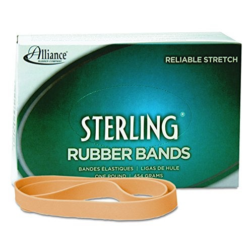 Alliance Rubber 25055 Sterling Rubber Bands Size #105, 1 lb Box Contains Approx. 70 Bands (5" x 5/8", Natural Crepe) - Image 3