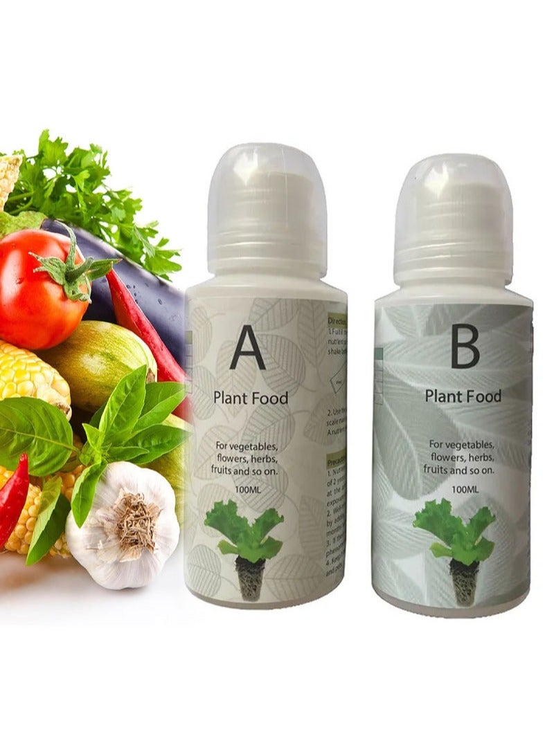Apustim 200ml Plant Food，Suitable For Hydroponic Planting System，Plant Nutrient Solution a And b，Multi Purpose Concentrated Fertilizer，Suitable For Leafy Vegetables，Root Vegetables And Fruits  - Image 1
