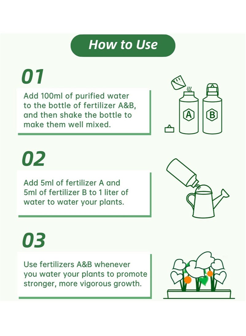 Apustim 200ml Plant Food，Suitable For Hydroponic Planting System，Plant Nutrient Solution a And b，Multi Purpose Concentrated Fertilizer，Suitable For Leafy Vegetables，Root Vegetables And Fruits  - Image 2