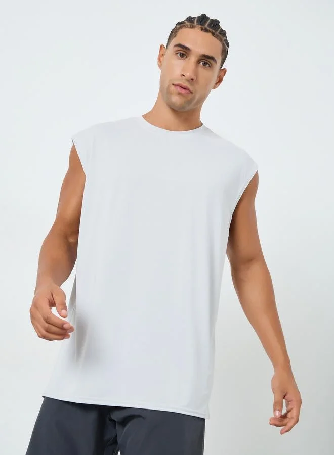 ستايلي اكتيف تانك رياضي بقصة عادية سريع الجفاف بفتحات شبكية