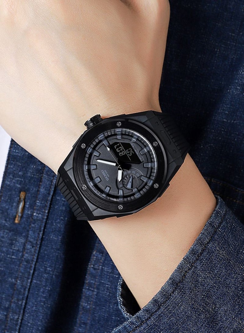 Watches for Men Sports Water Resistant Analog Digital Watch PU Strap Black 2103 - Image 5