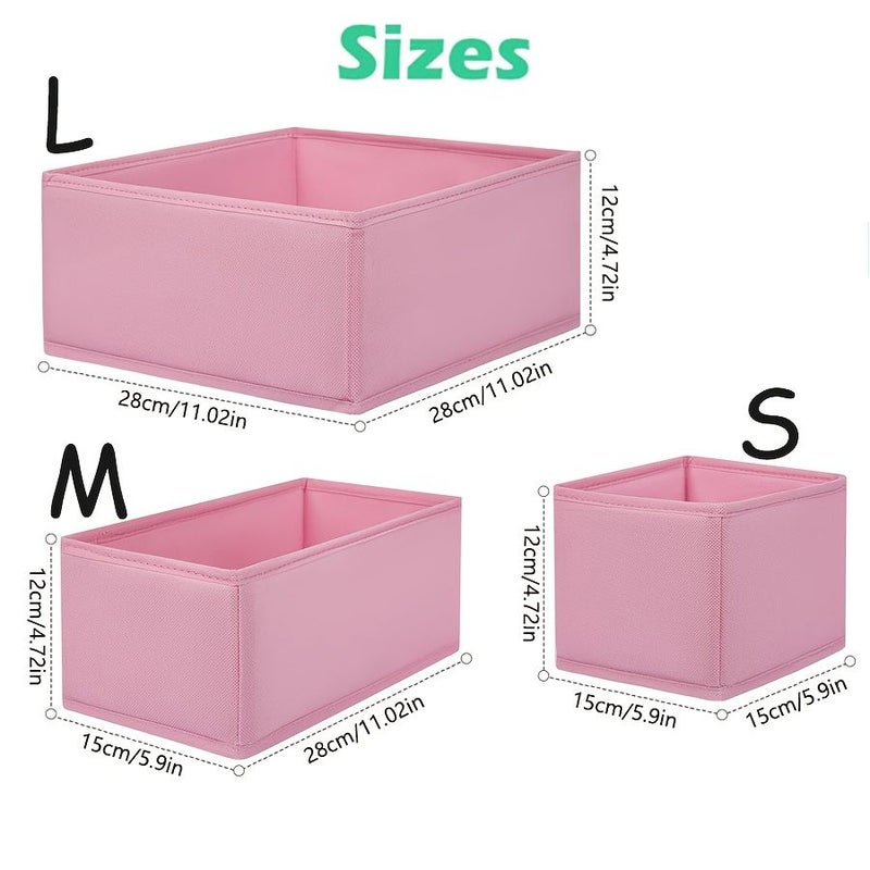 6 Pcs Pink Foldable Fabric Storage Boxes With Tension Installation Minimalist Rose Colored Wardrobe And Drawer Organizers For Underwear Bras Socks Soft Breathable Compartments Space Saving Home Decor - Image 3