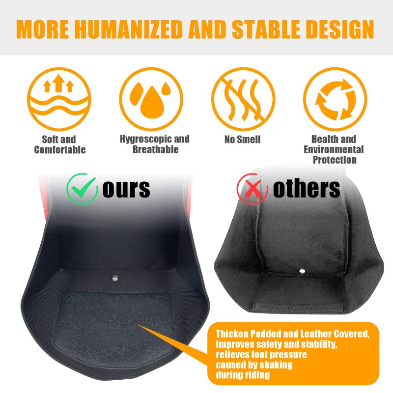 Sresk ATV Rear Passenger Foot Rest,Universal Adjustable Foldable Wear-resistant Motorcycle Rear Foot Pegs Compatible With Sportsman Rancher Griz, Nonslip Foot Support Pads (Red Piping) - Image 4