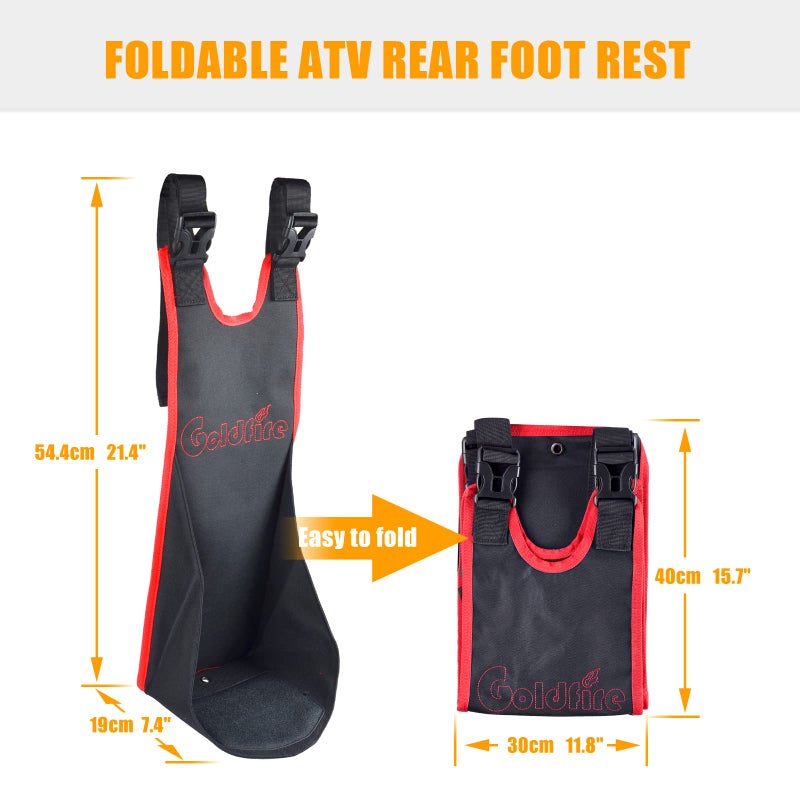 Sresk ATV Rear Passenger Foot Rest,Universal Adjustable Foldable Wear-resistant Motorcycle Rear Foot Pegs Compatible With Sportsman Rancher Griz, Nonslip Foot Support Pads (Red Piping) - Image 3